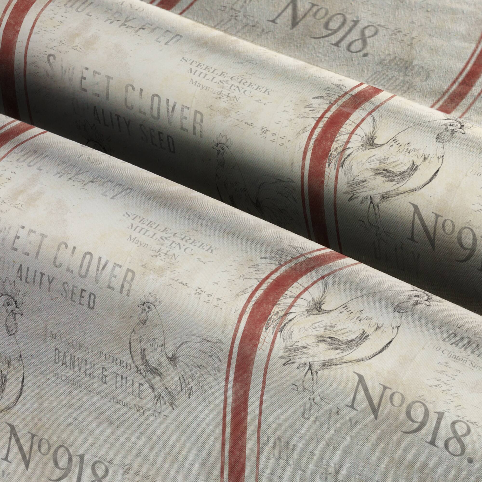 Susan Winget Farmhouse Rooster Feedsack Stripe Cotton Fabric